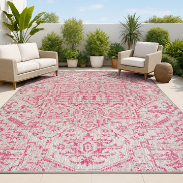 Estrella Bohemian Medallion Textured Weave Indoor/outdoor Area Rug